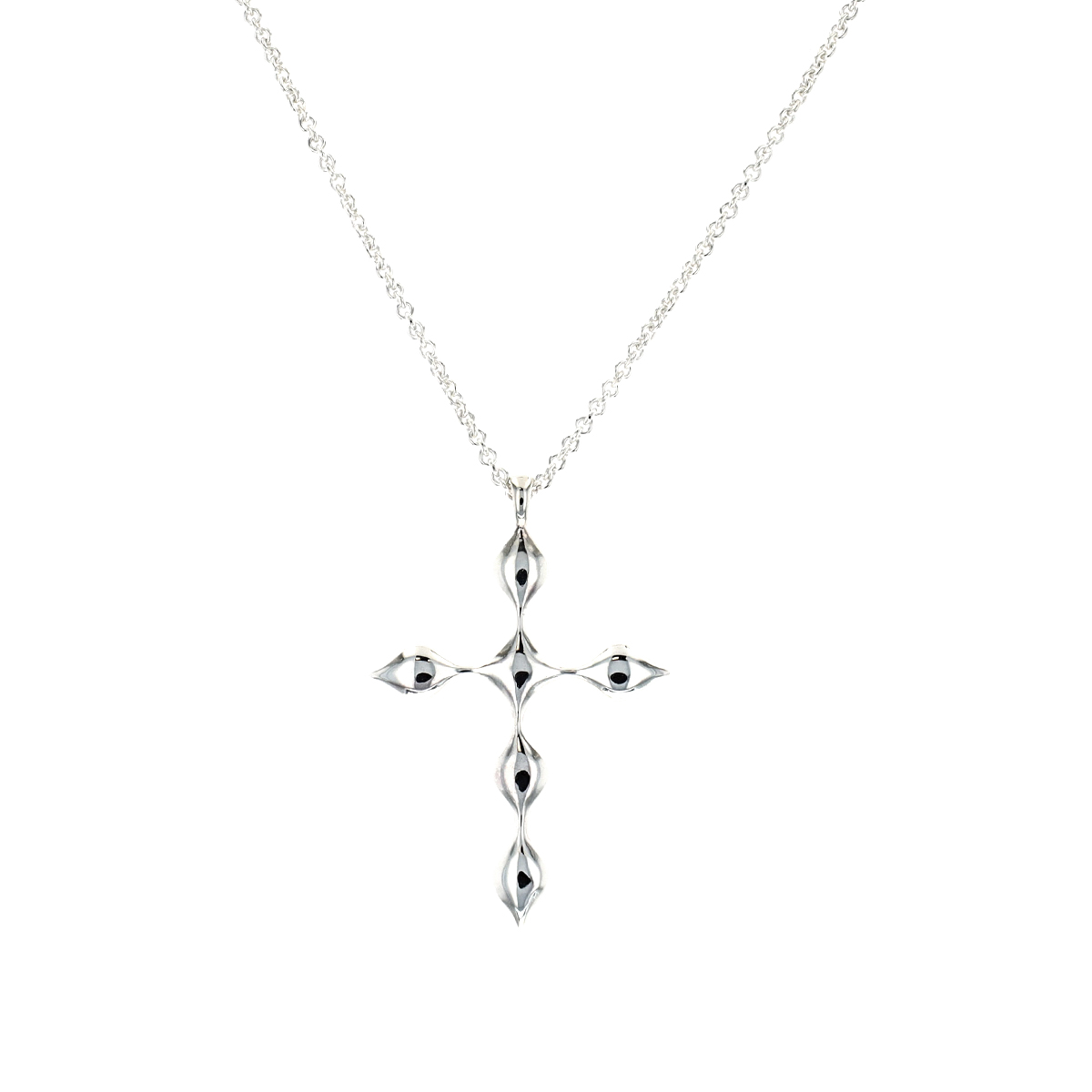 Sterling Silver Curvy Cross Pendant and Chain