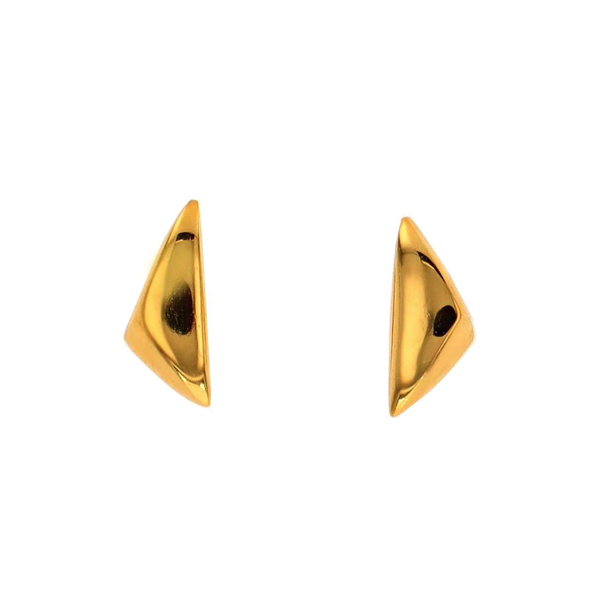 Sterling Silver Yellow Gold Plated Triangle Studs