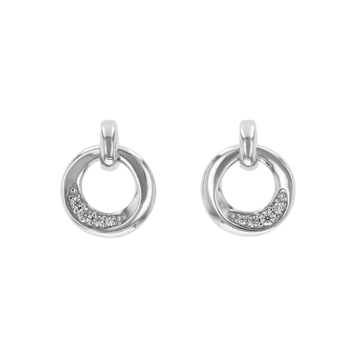 Sterling Silver Cirque Pavé Cubic Zirconia Earrings