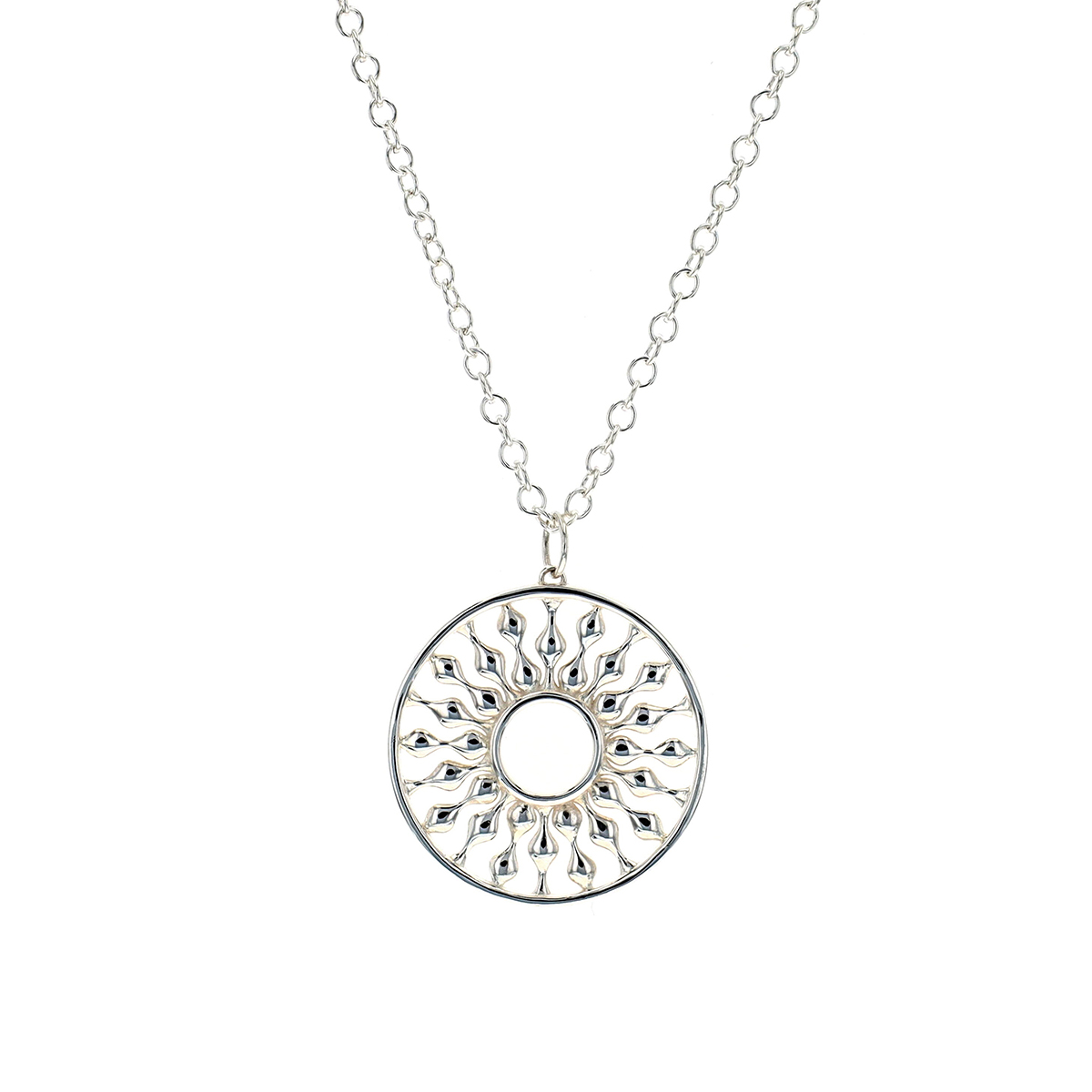 Sterling Silver Radial Sun Pendant and Chain