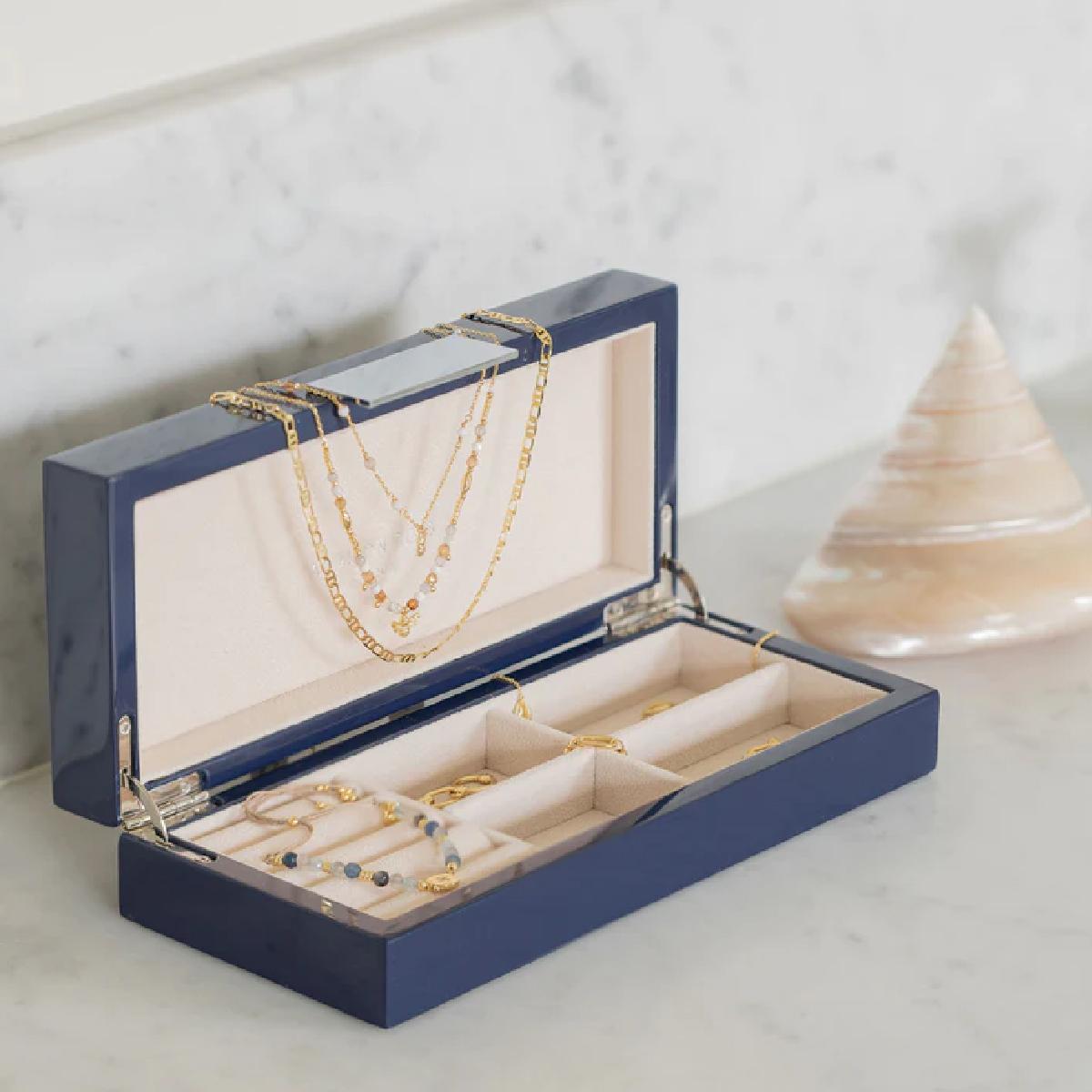 Addison Ross - Navy Blue & Silver Jewelry Box