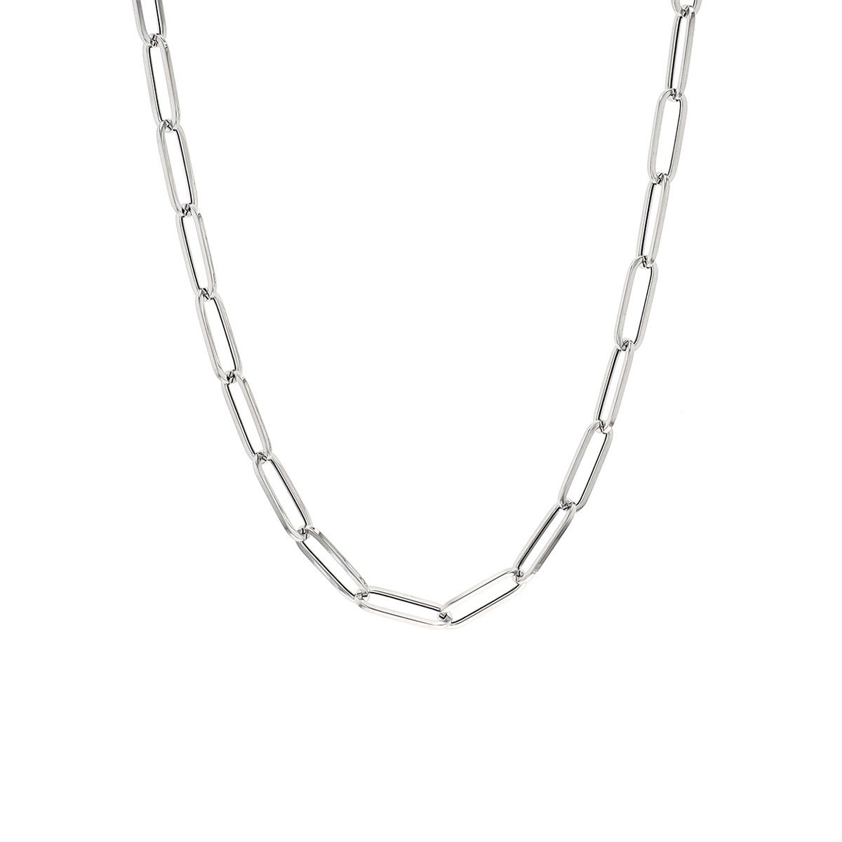 14K White Gold 18-Inch Paperclip Necklace