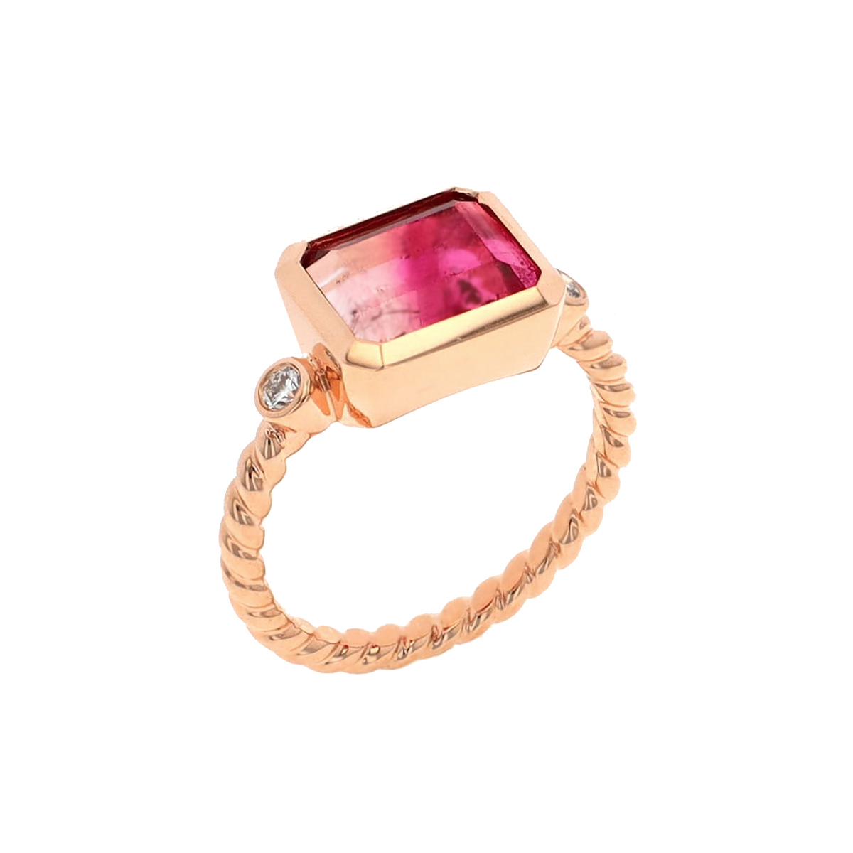 14K Rose Gold Bicolor Tourmaline Ring