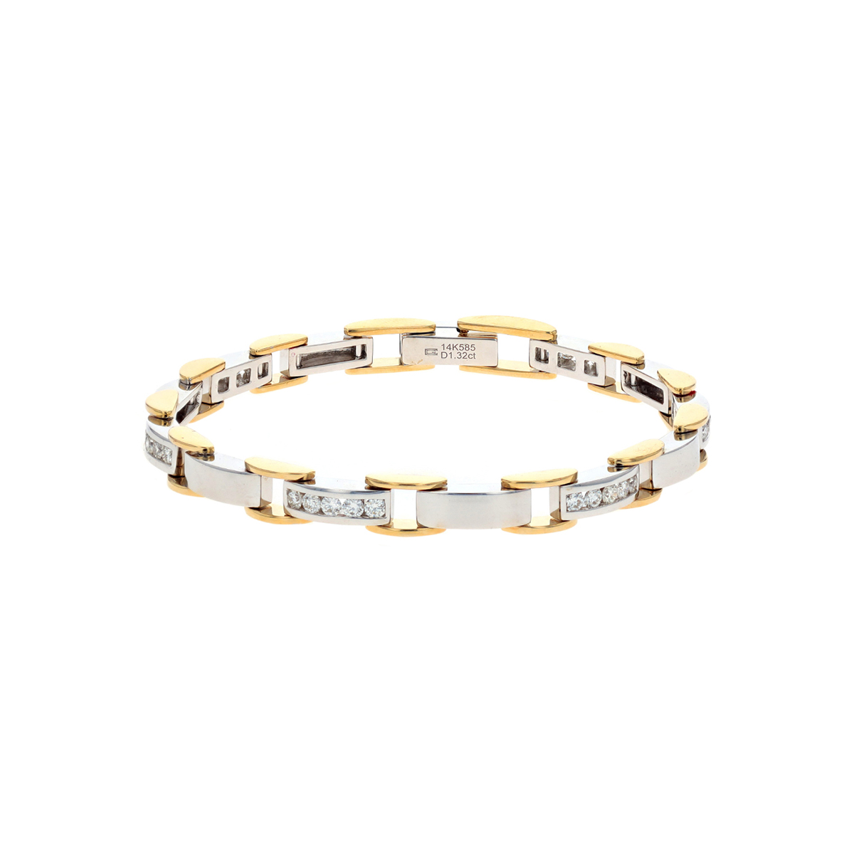 14K Two-Tone 1.26 Carat Diamond Link Bracelet