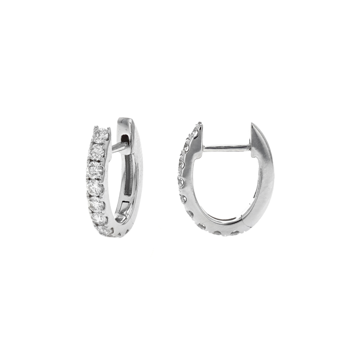 14K White Gold 0.51 Carat Diamond Hoop Earrings