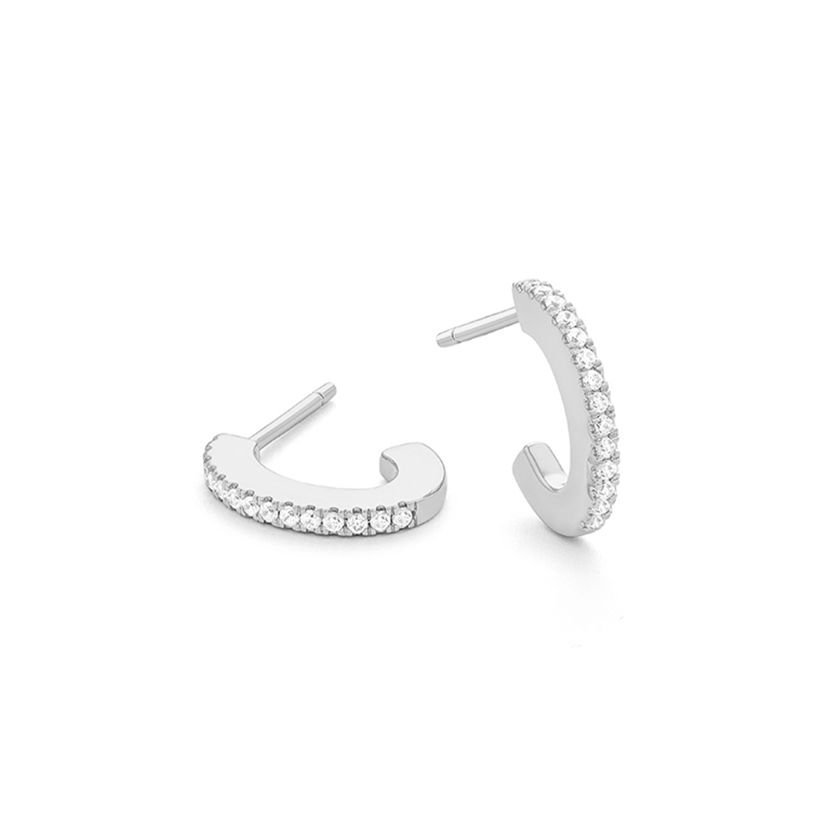 14K White Gold 0.24 Carat Diamond Hoop Earrings