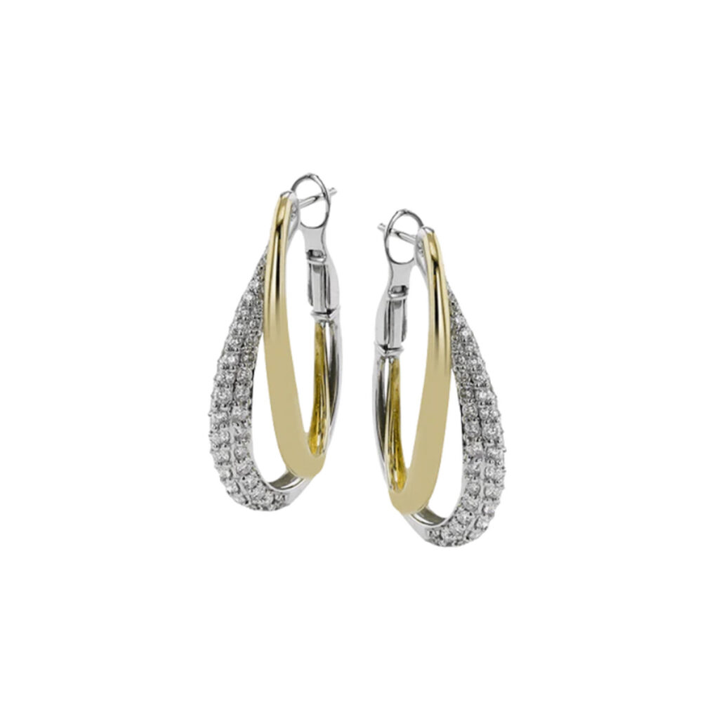 18K Two Tone Interlocking Diamond Hoop Earrings Josephs Jewelers 18k-two-tone-interlocking-diamond-hoop-earrings-josephs-jewelers