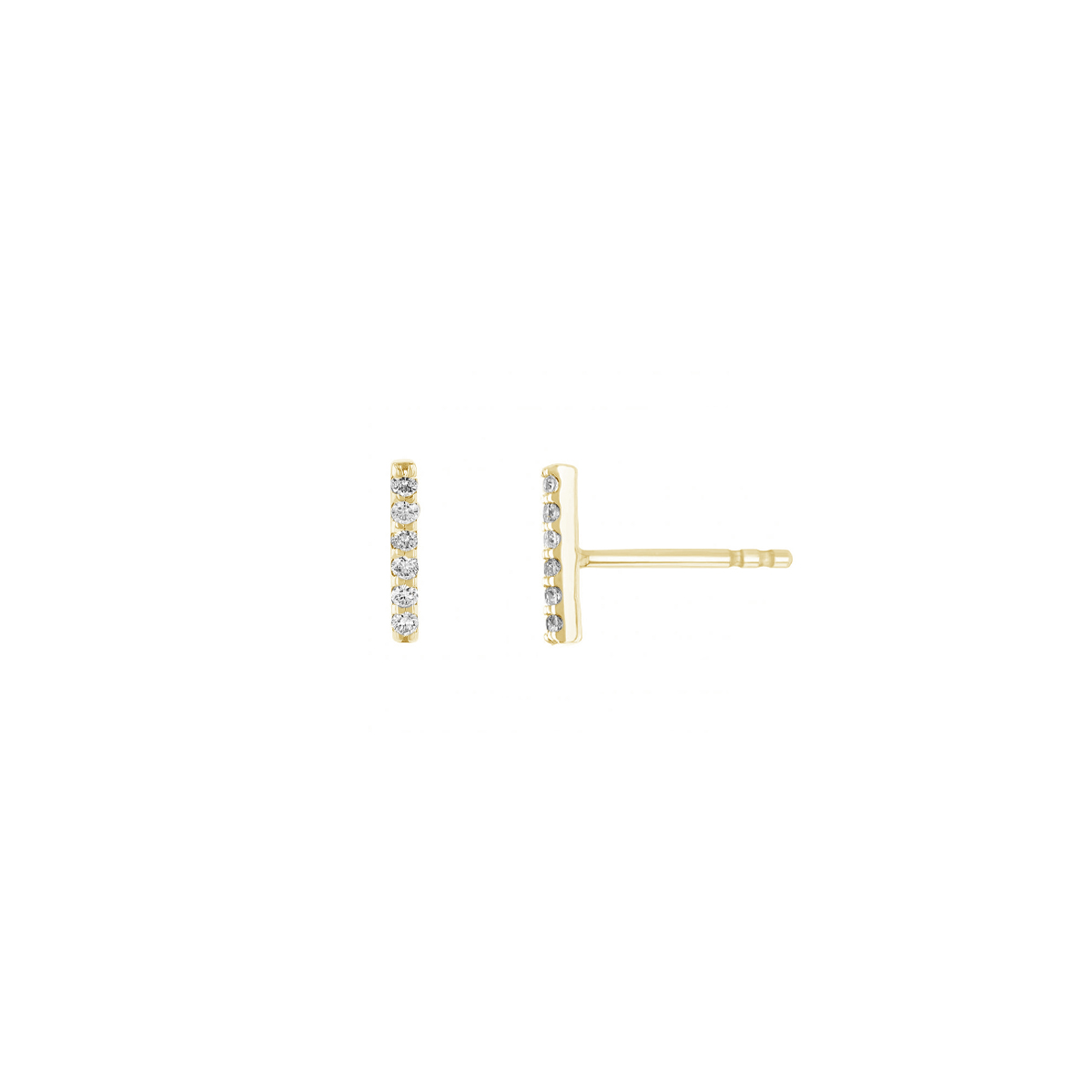 14K Yellow Gold Diamond Bar Earrings