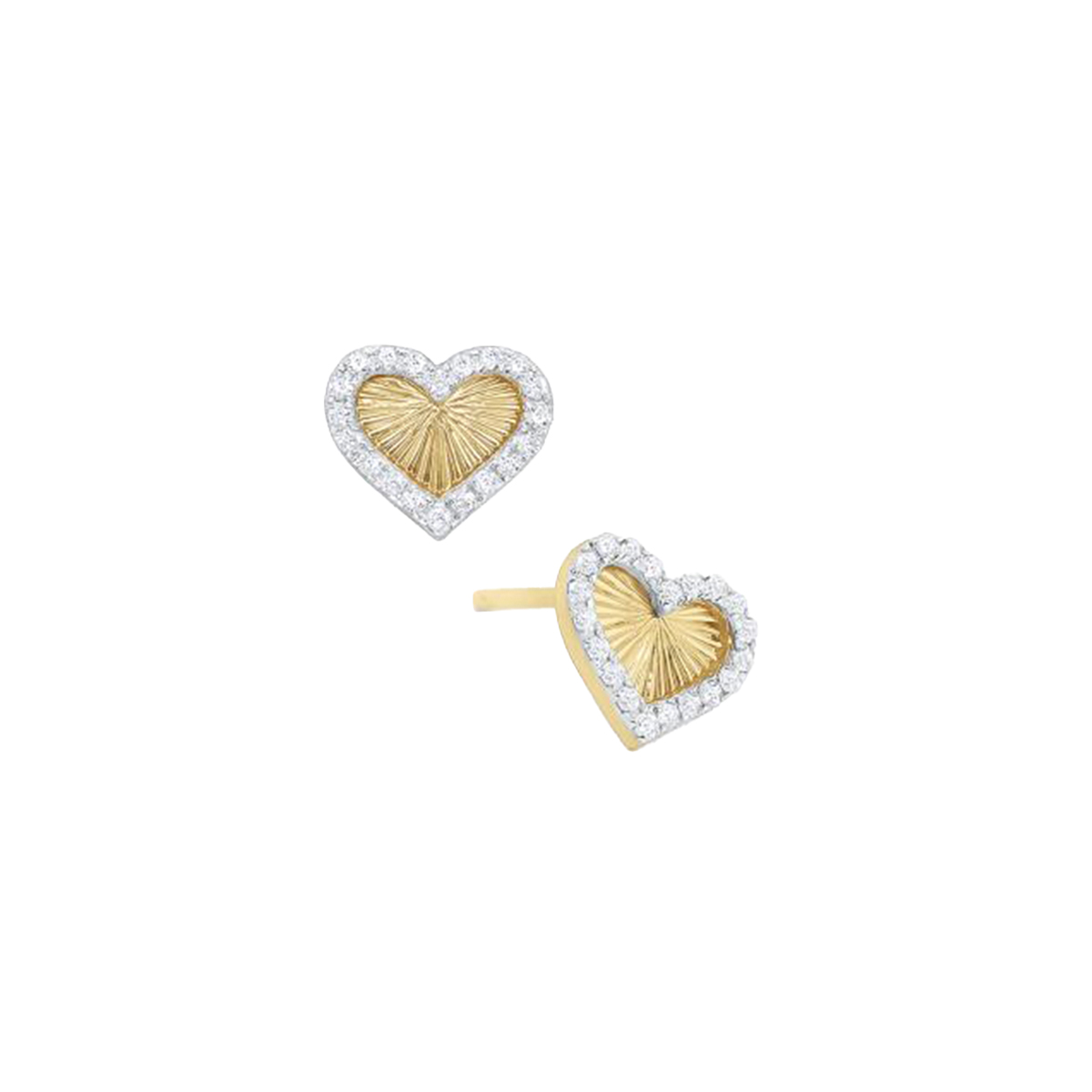 14K Yellow Gold Diamond Heart Sunray Earrings