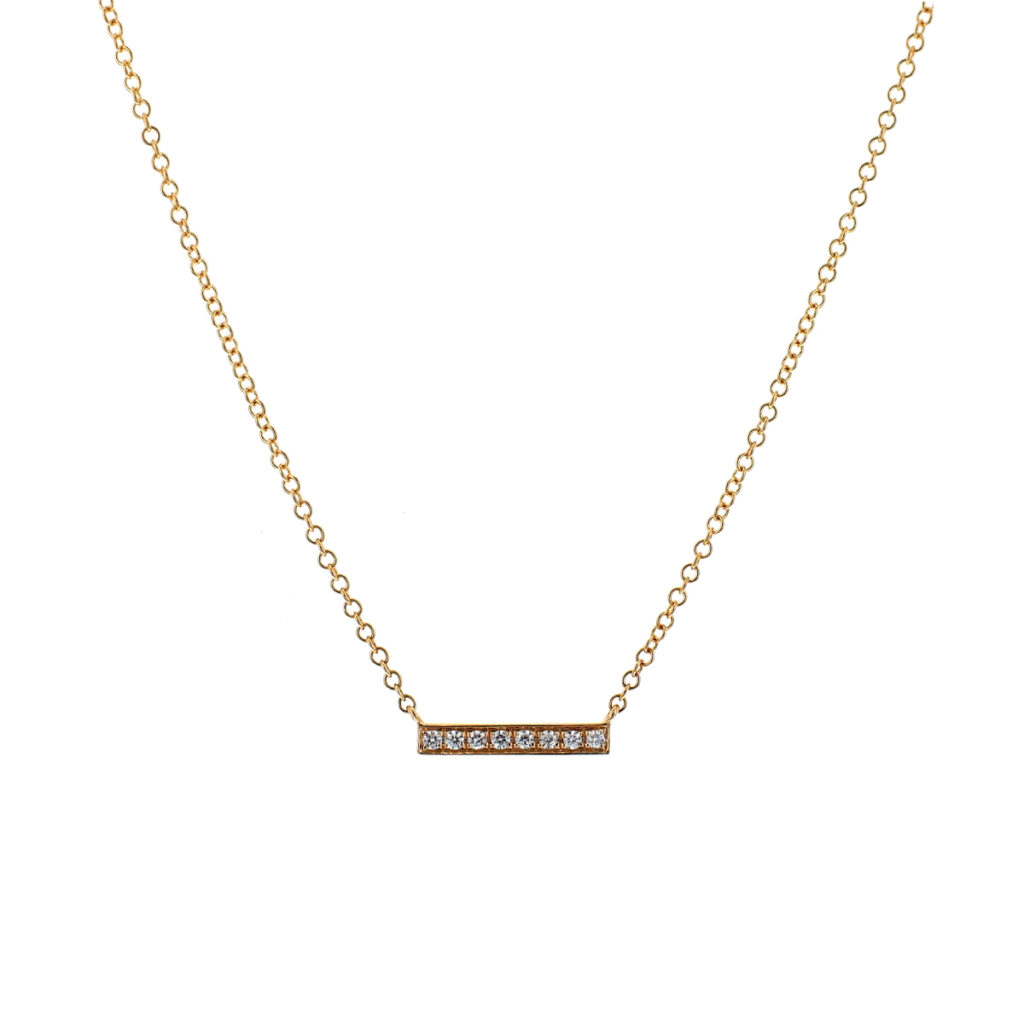 14K Yellow Gold Diamond Bar Necklace