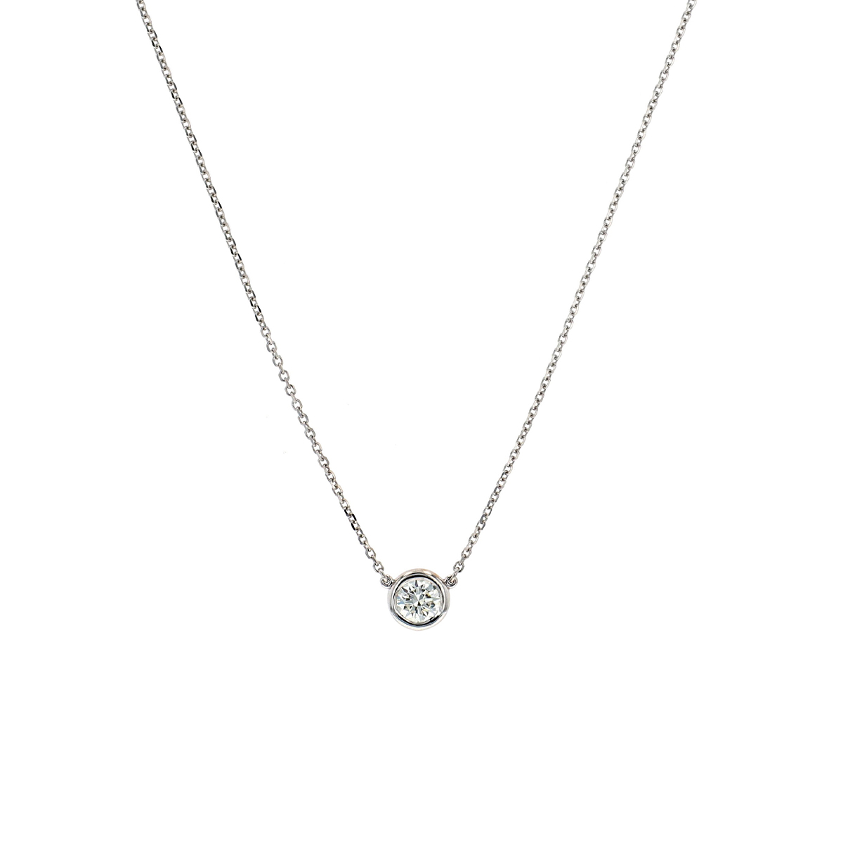 14K White Gold 0.41 Carat Diamond Bezel Necklace