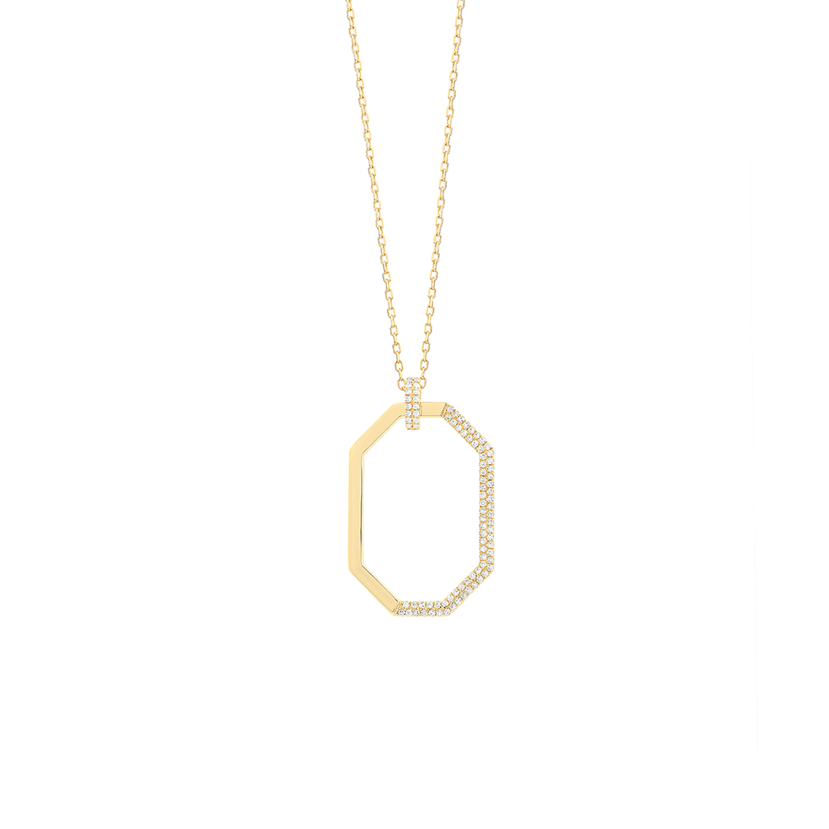 14K Yellow Gold Diamond Geometric Pendant with Chain