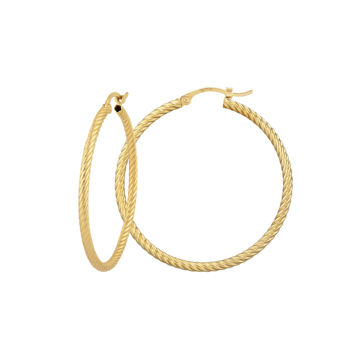 14K Yellow Gold 30 mm Twist Tube Hoop Earrings