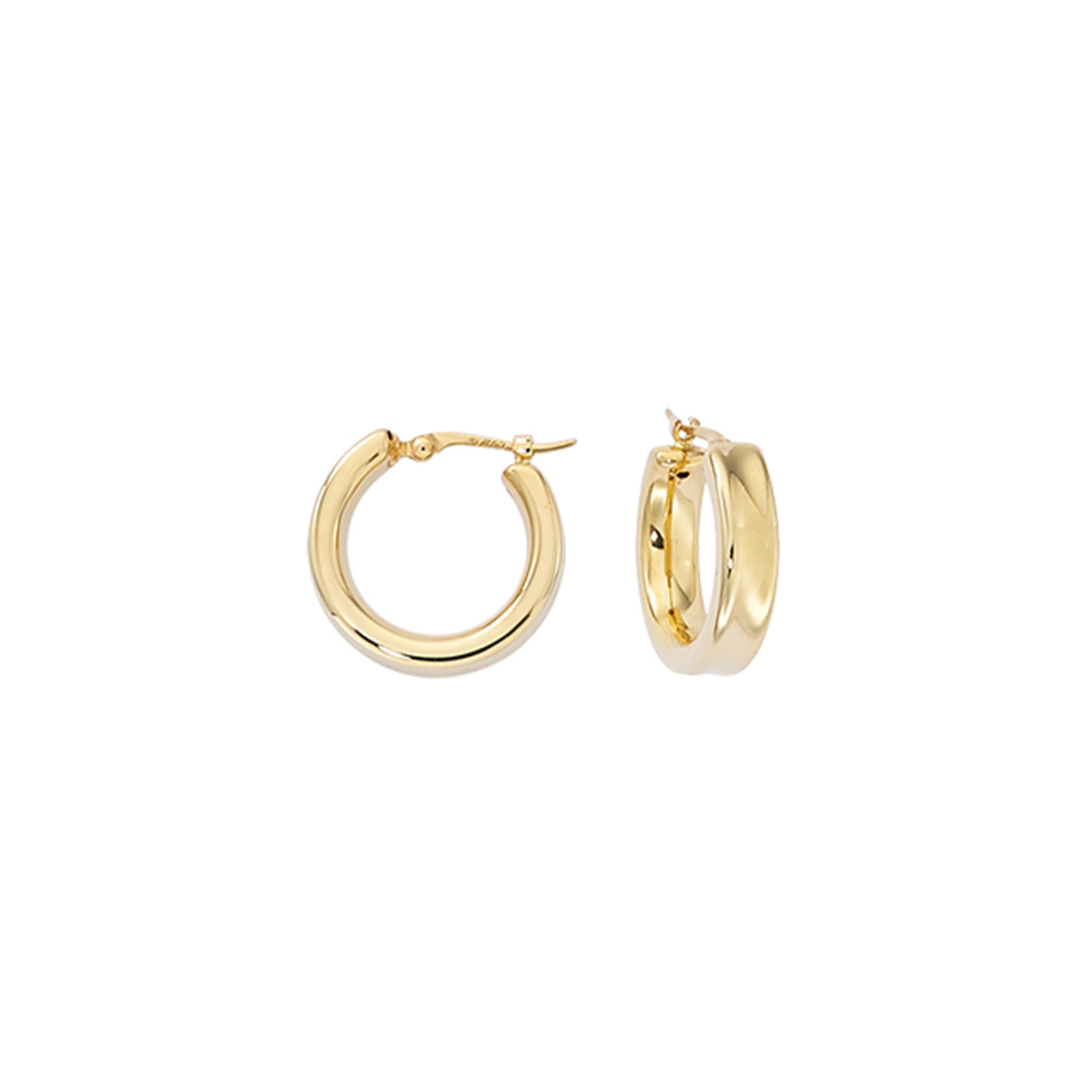 14K Yellow Gold Small Concave Hoop Earrings