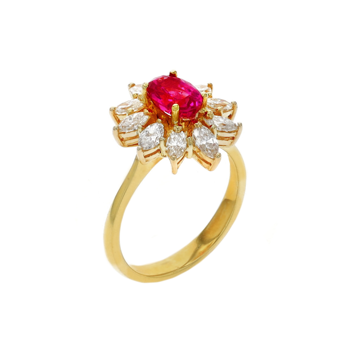 Estate 18K Yellow Gold Pink Spinel and Diamond Ring