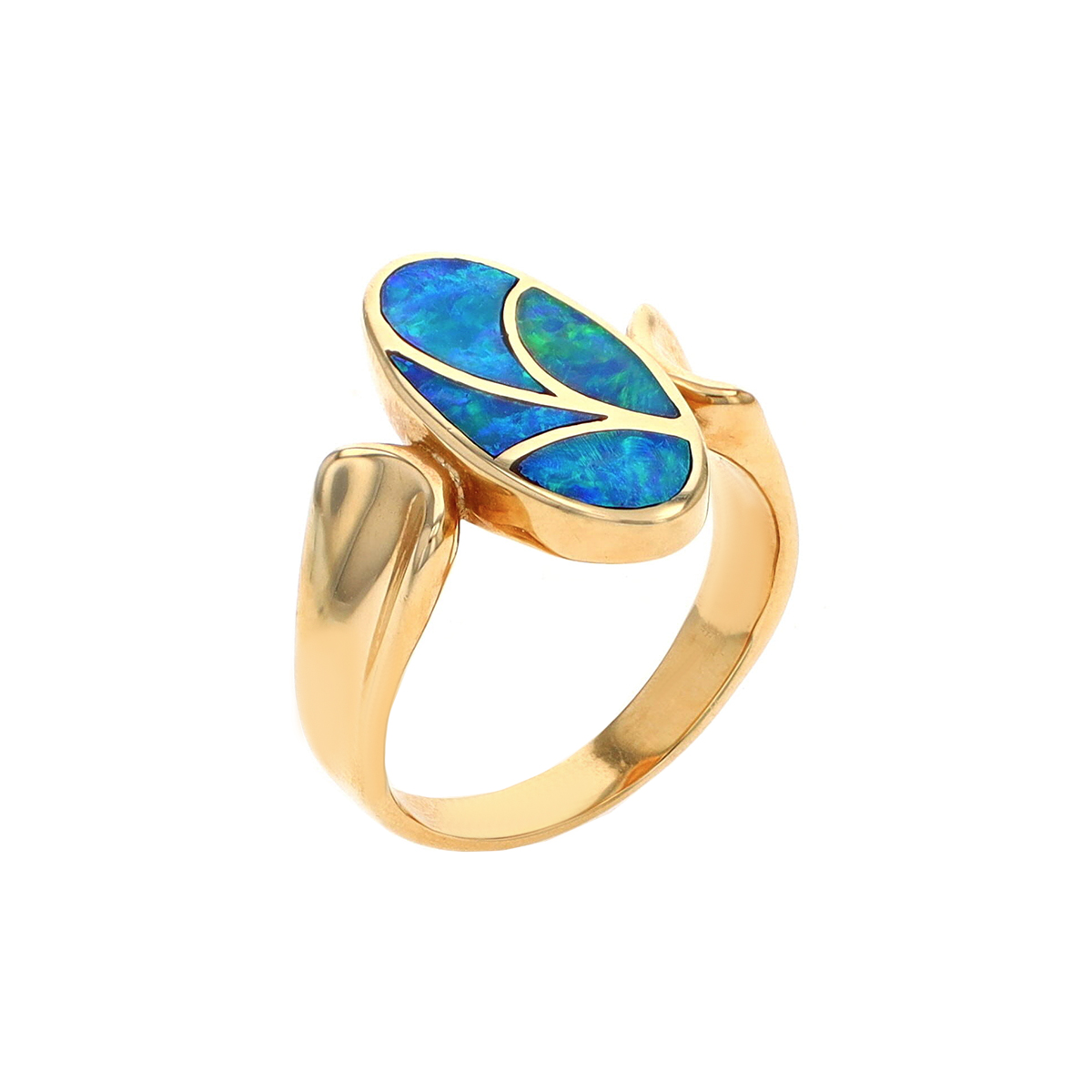 Estate 14K Yellow Gold Oval Opal Doublet Ring