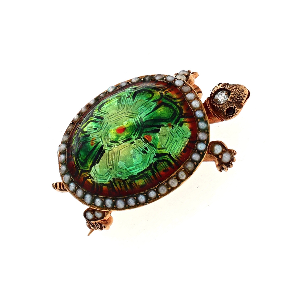 Estate 14K Yellow Gold Turtle Pin