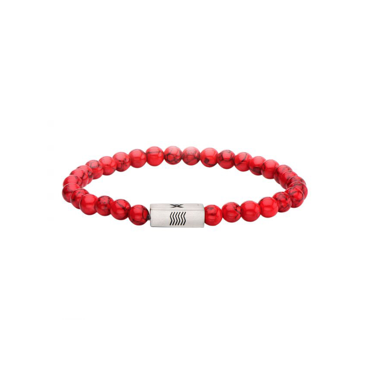 Red Dyed Howlite and Turquoise Bead Bracelet
