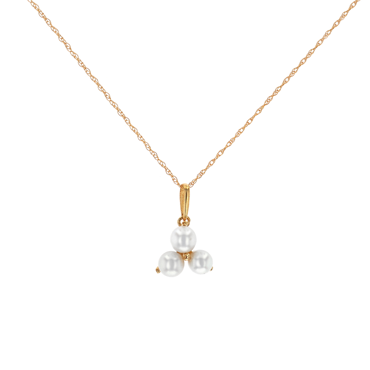 14K Yellow Gold Freshwater Pearl Cluster Pendant with Chain