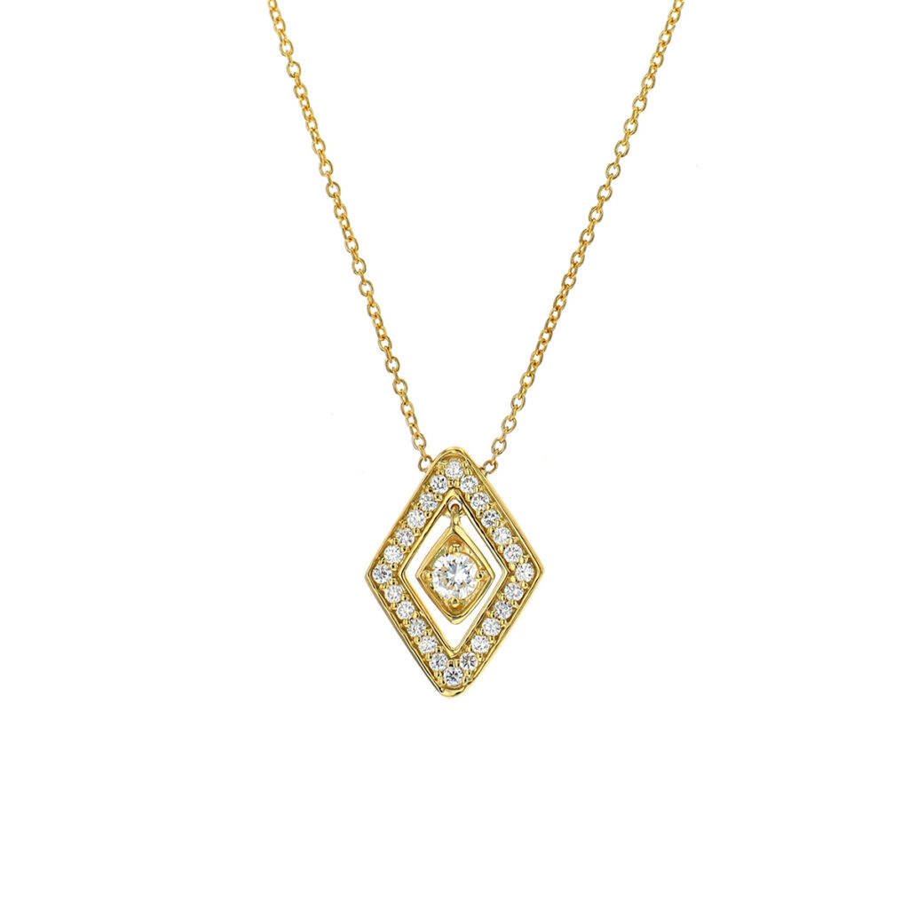 18K Yellow Gold Diamond Lozenge Necklace