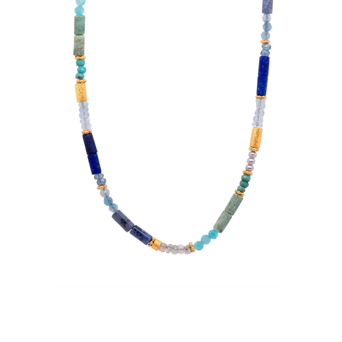 Gold Plated Sterling Silver Multistone Necklace