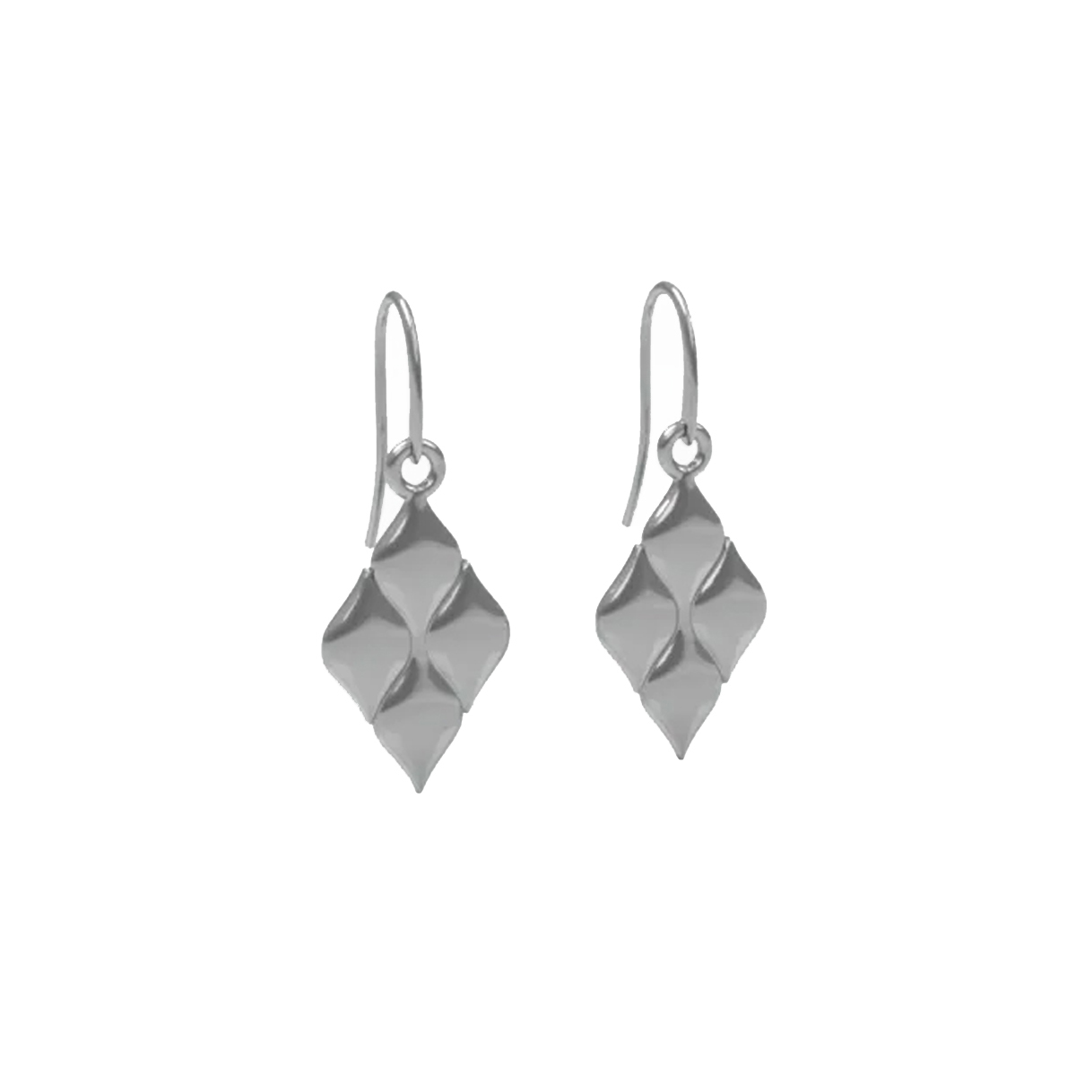 Sterling Silver Textured Kite Dangle Earrings