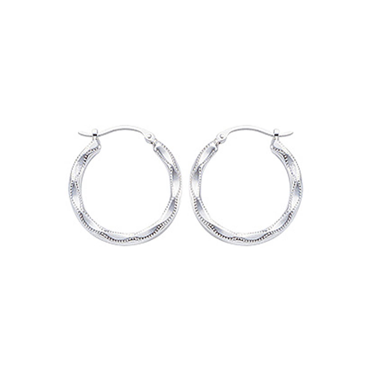 Sterling Silver Milgrain Design Hoop Earrings