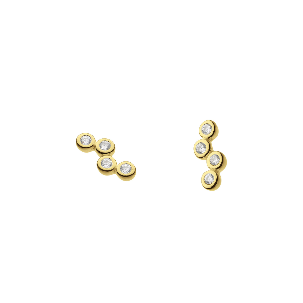 Gold Plated Sterling Silver Dew Scattered Cubic Zirconia Earrings