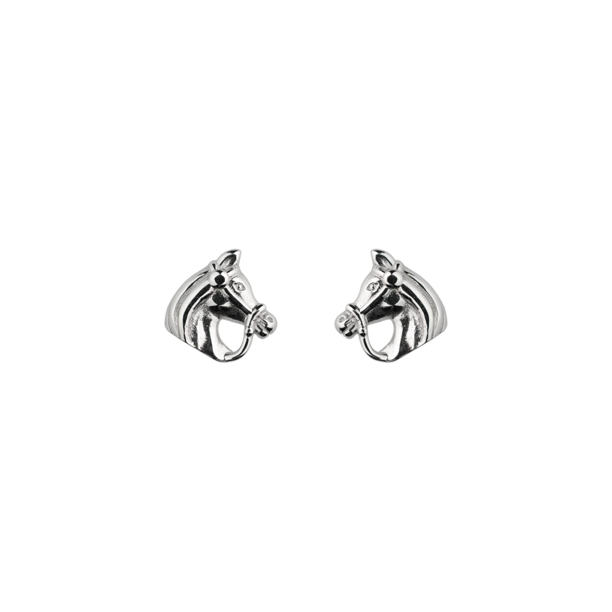 Sterling Silver Dew Horse Head Earrings