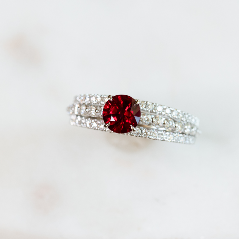 14K White Gold Ruby and Diamond Ring
