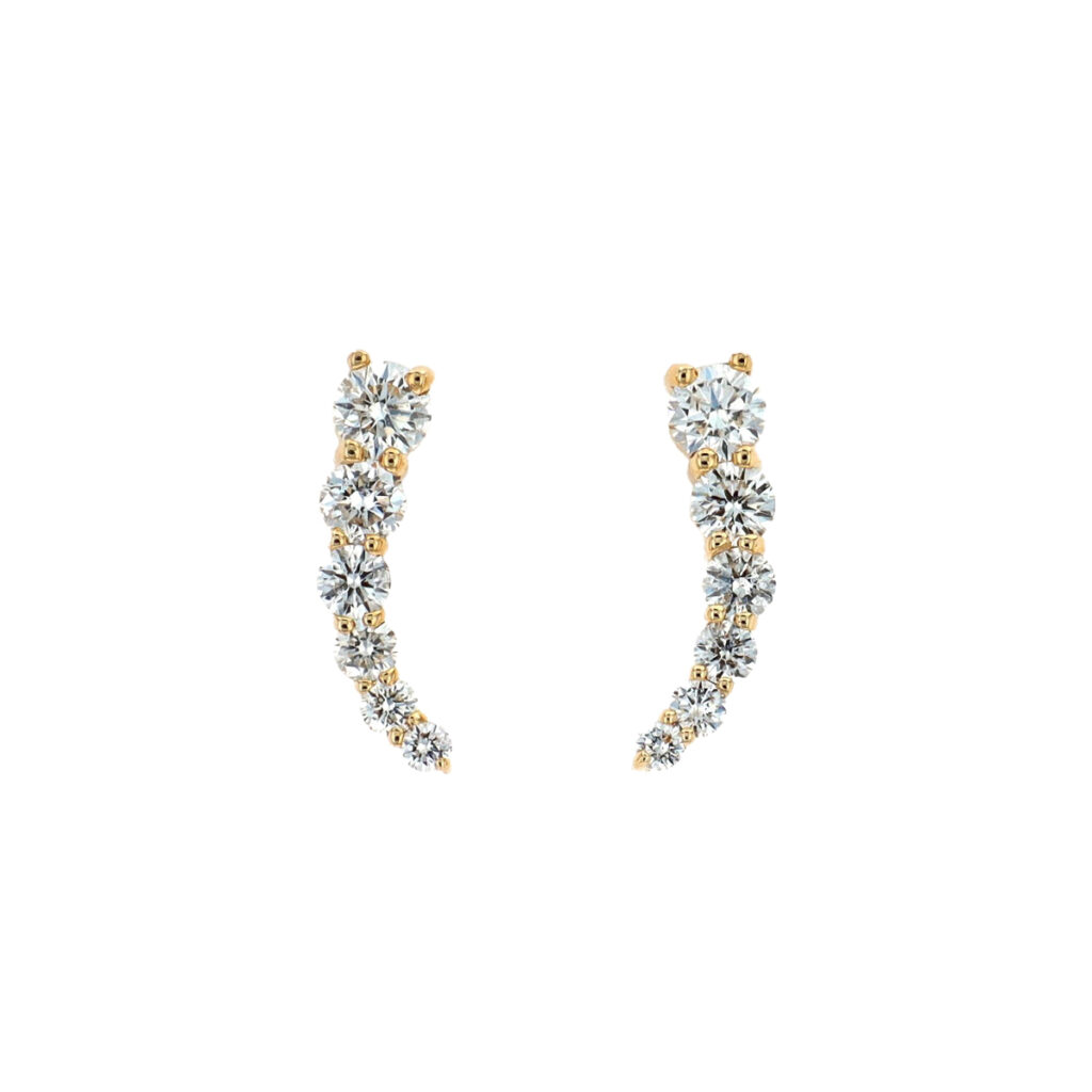 14K Yellow Gold Diamond Climber Earrings