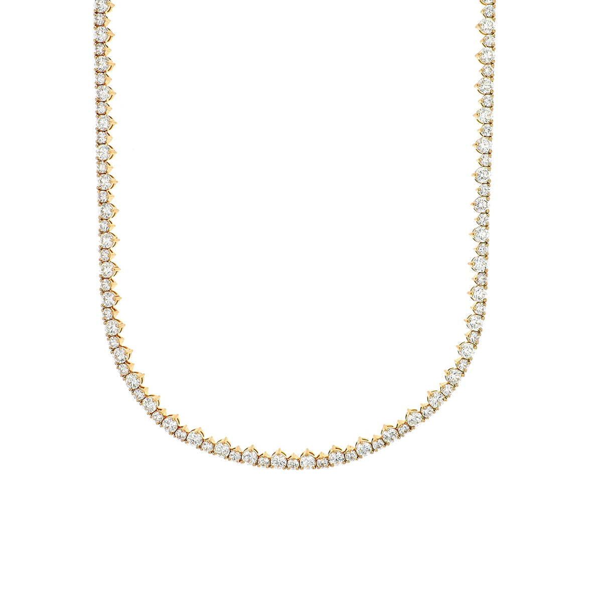 18K Yellow Gold Diamond Tennis Necklace