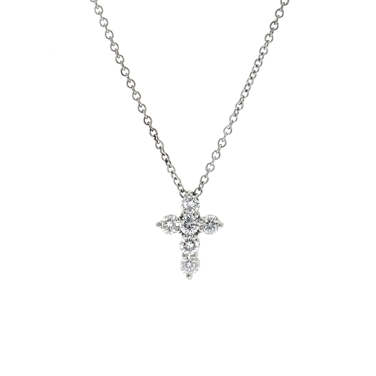 14K White Gold Cross Pendant and Chain