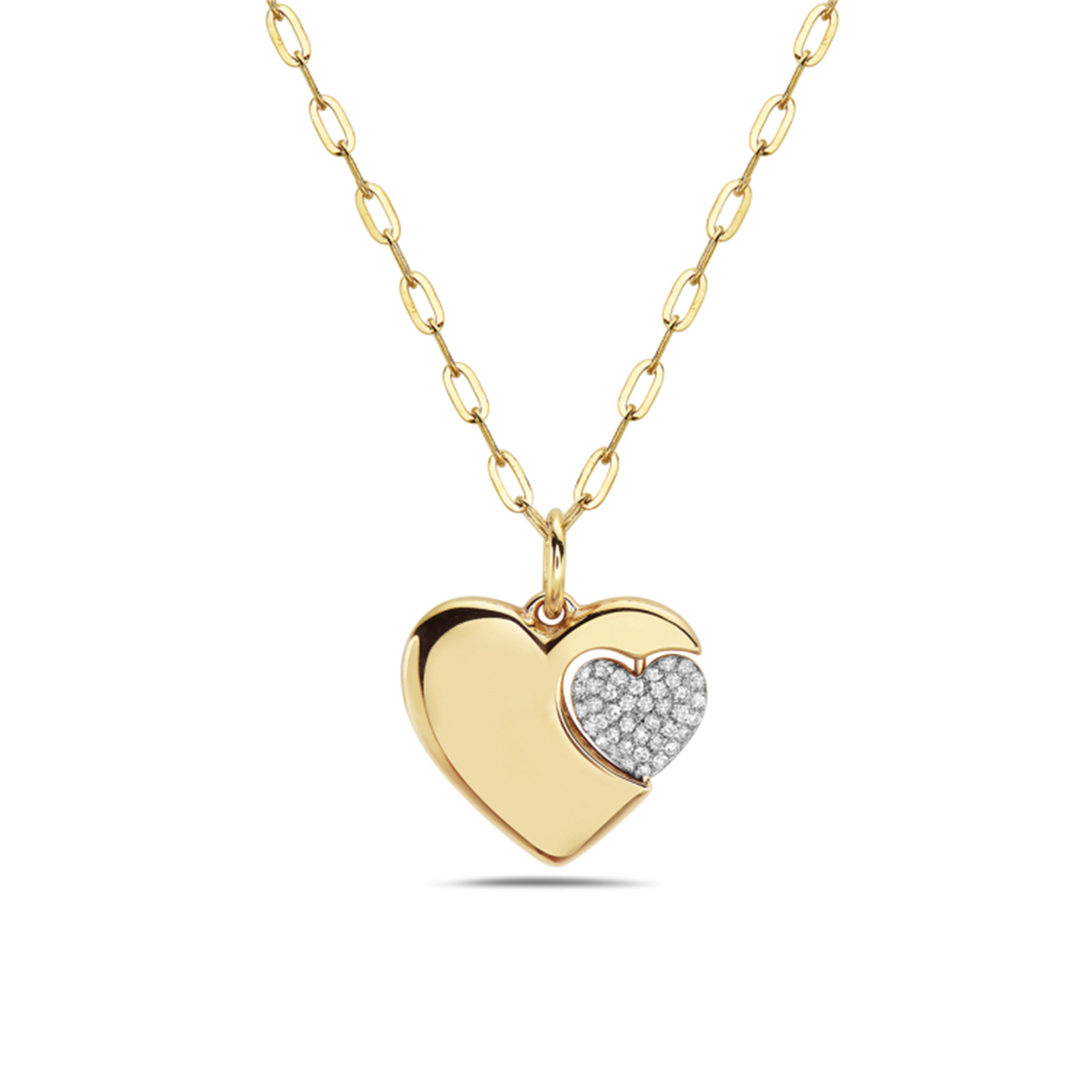 14K Yellow Gold Heart Pendant with Chain