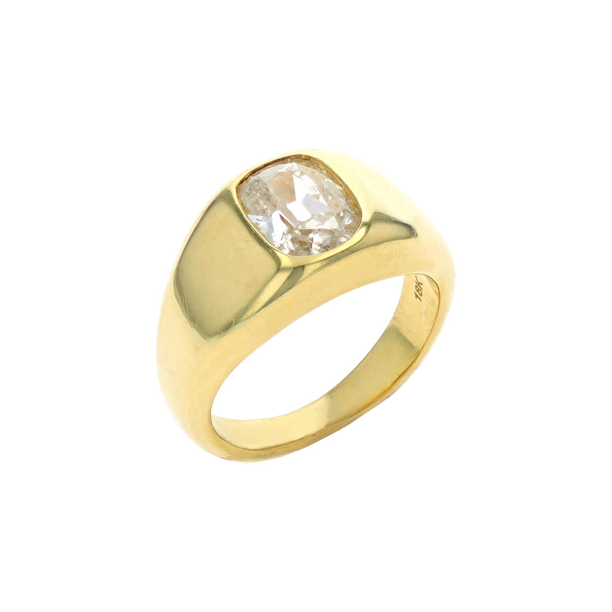 Estate 18K Yellow Gold Old Mine Cut Diamond Ring
