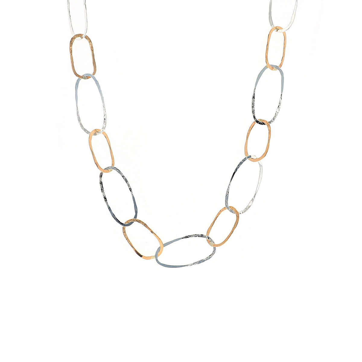 Sterling Silver Two-Tone Oval Link Necklace