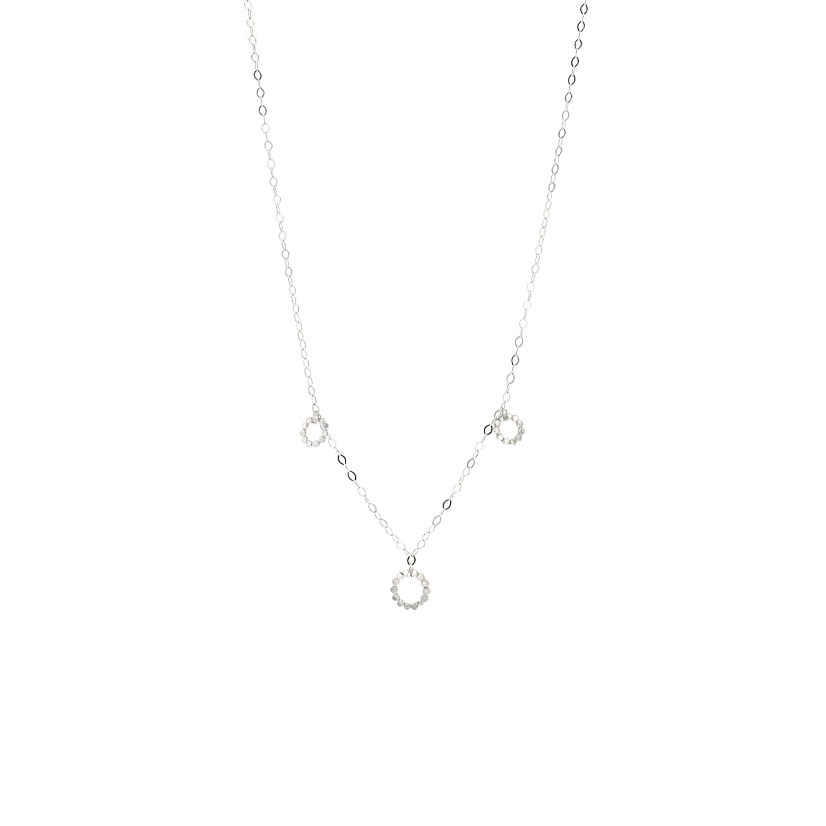 Sterling Silver Beaded Circle Drop Necklace