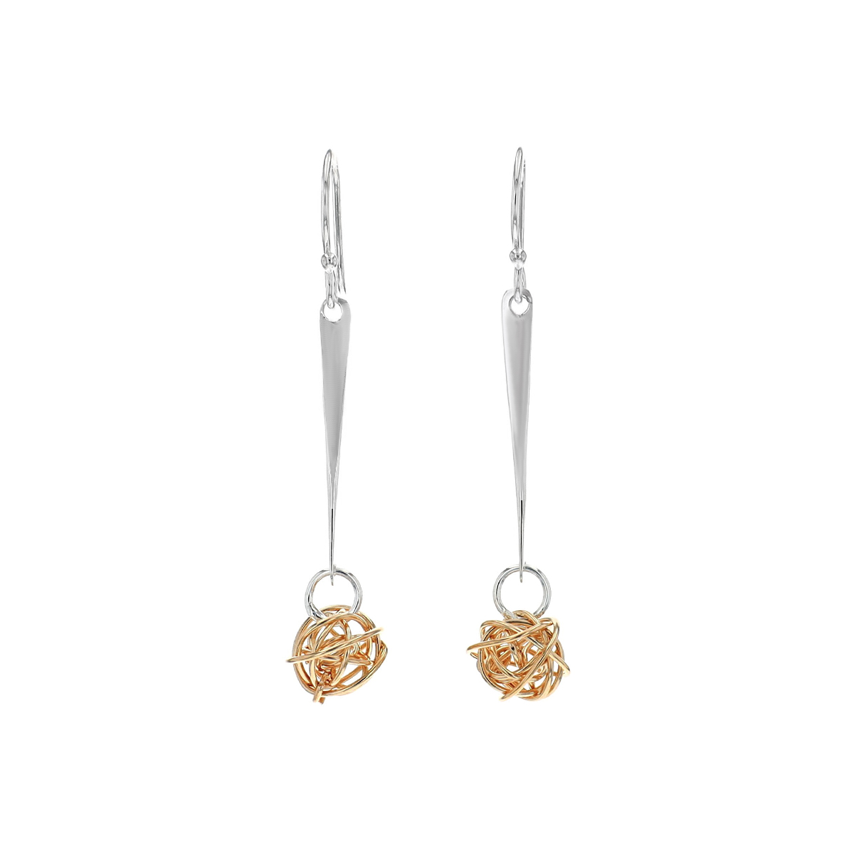 Sterling Silver Two-Tone Drop with Knot Earrings