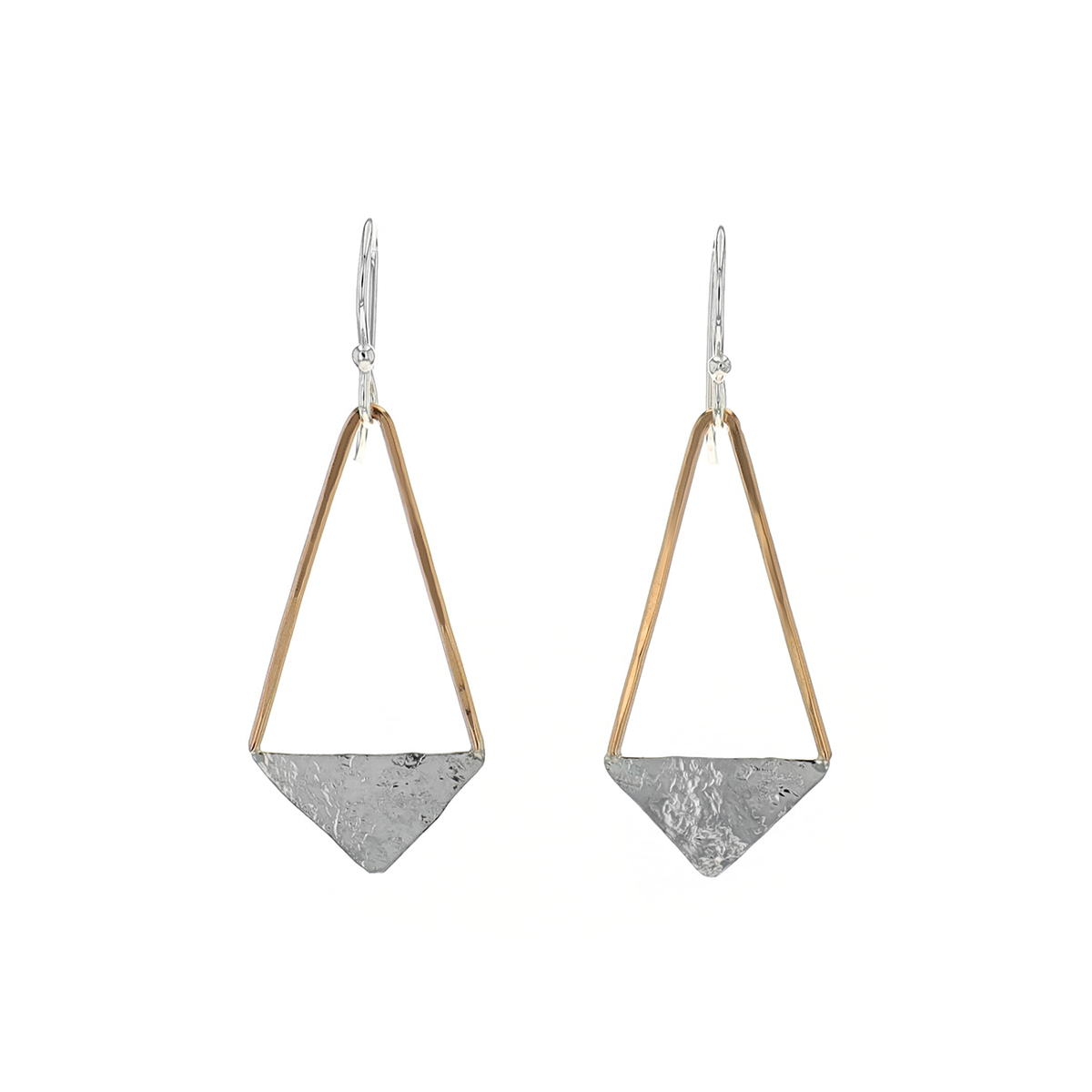 Sterling Silver Two-Tone Geometric Dangle Earrings