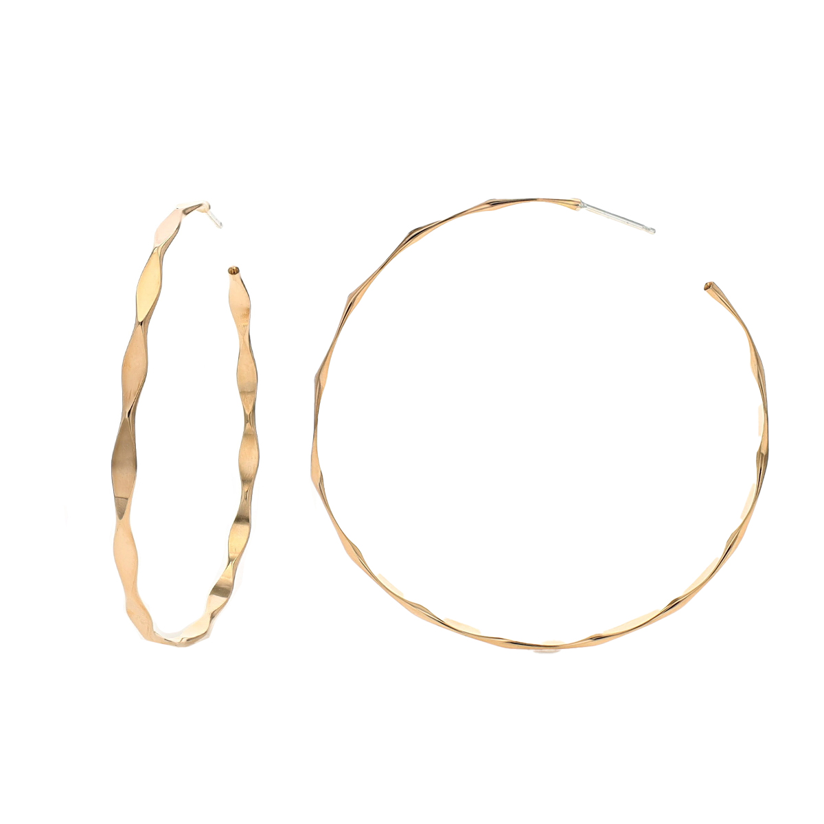 Gold Filled Large Edged Hoop Earrings