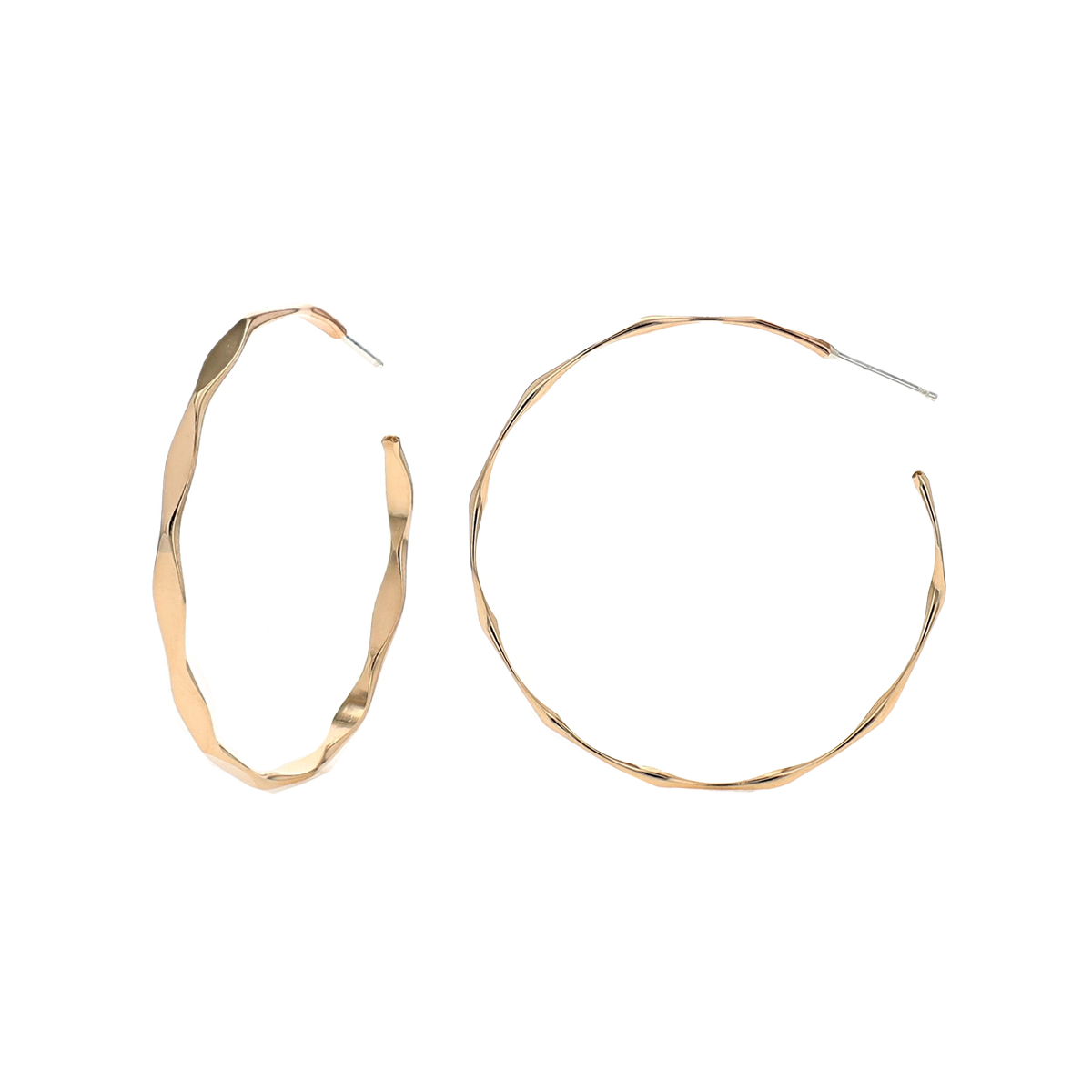 Gold Filled Medium Edged Hoop Earrings
