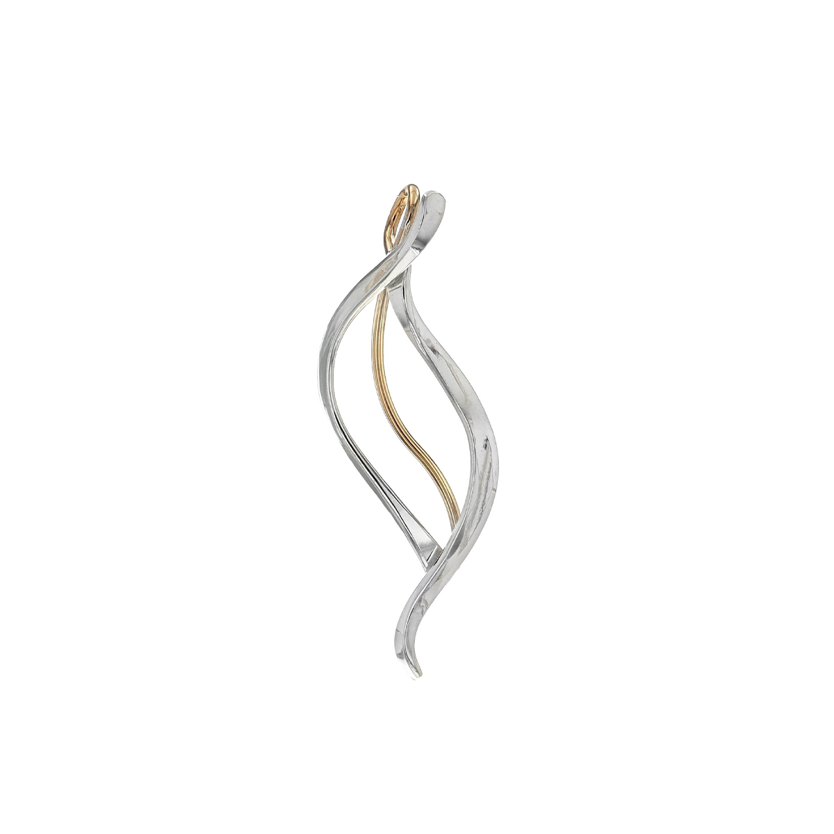 Sterling Silver Two-Tone Curvy Drop Pendant