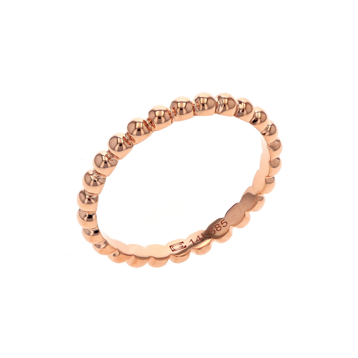 14K Rose Gold Beaded Stackable Ring