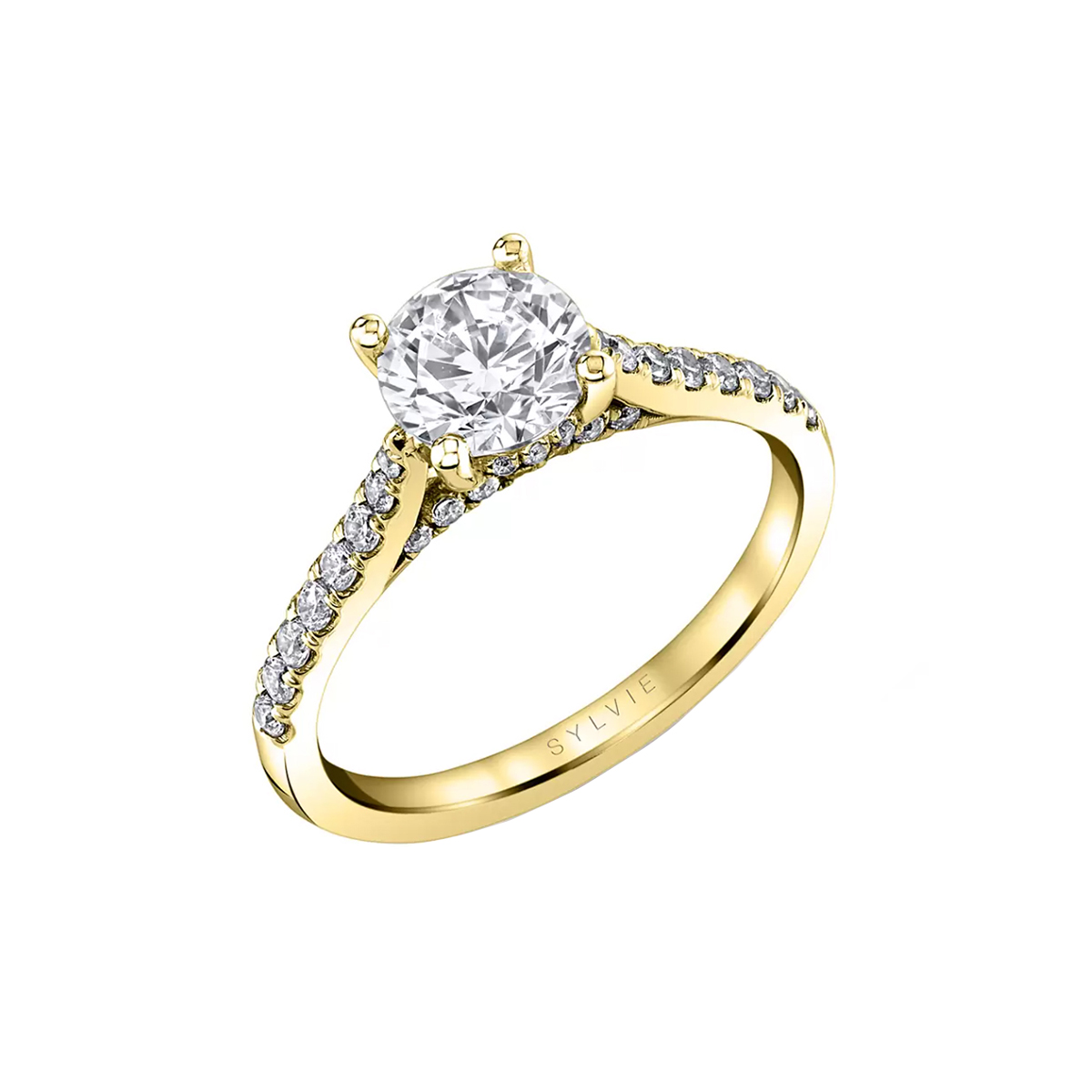 14K Yellow Gold Diamond Engagement Ring Semi-Mounting