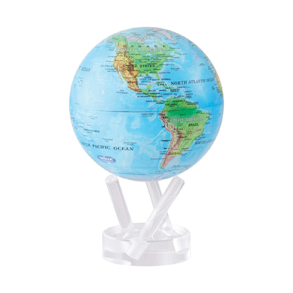 Mova – Blue Relief Map World Globe 4.5″