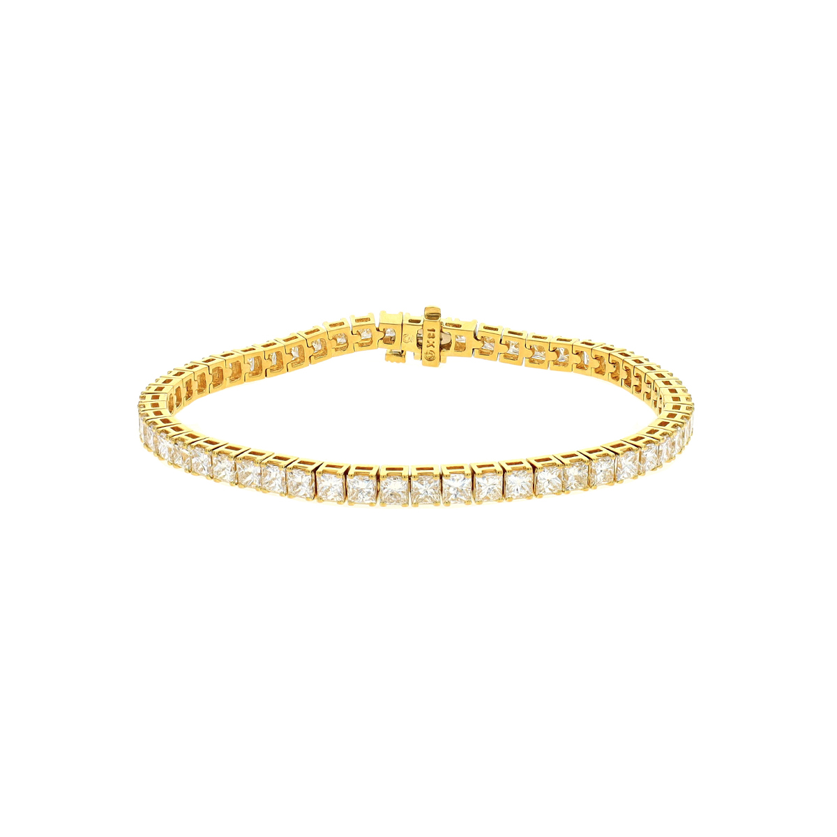 18K Yellow Gold Princess Diamond Tennis Bracelet