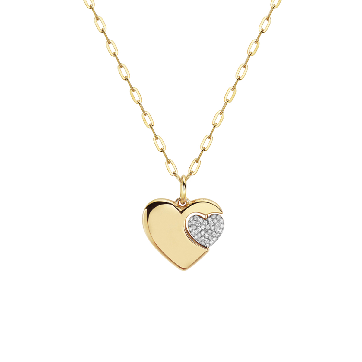 14K Yellow Gold Heart Pendant with Chain