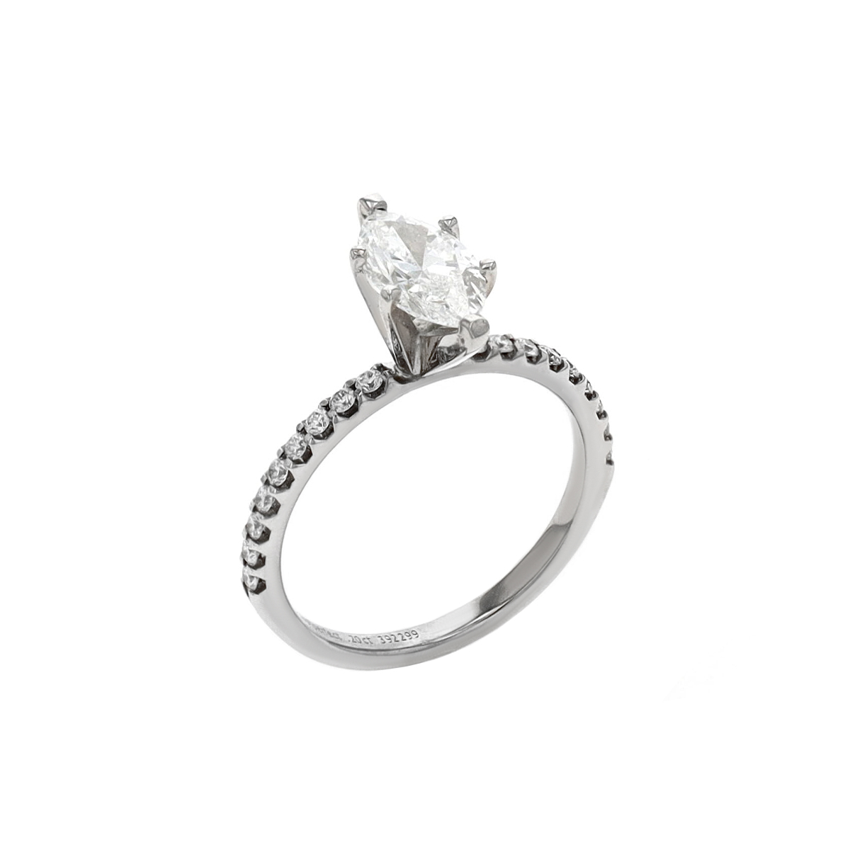 14K White Gold 0.90 Carat Marquise Diamond Engagement Ring