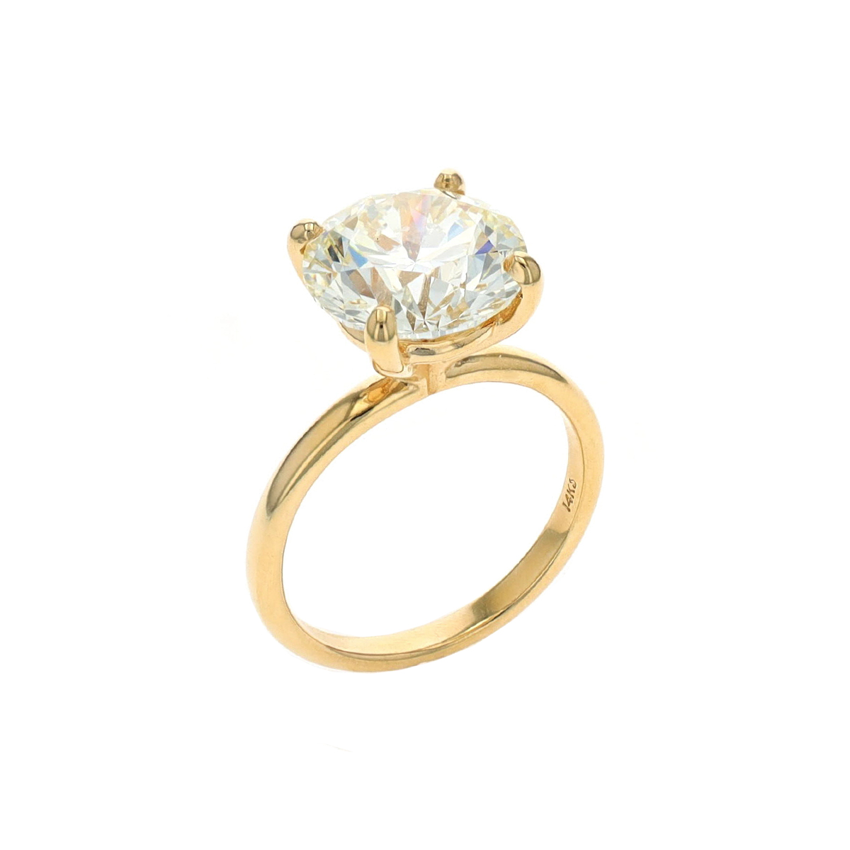 14K Yellow Gold 5.52 Carat Diamond Solitaire Engagement Ring