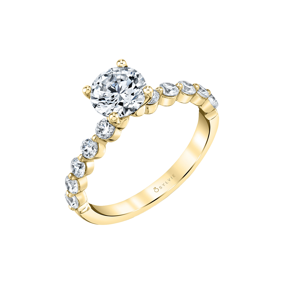 14K Yellow Gold Round Cut Single Prong Engagement Ring - Karol